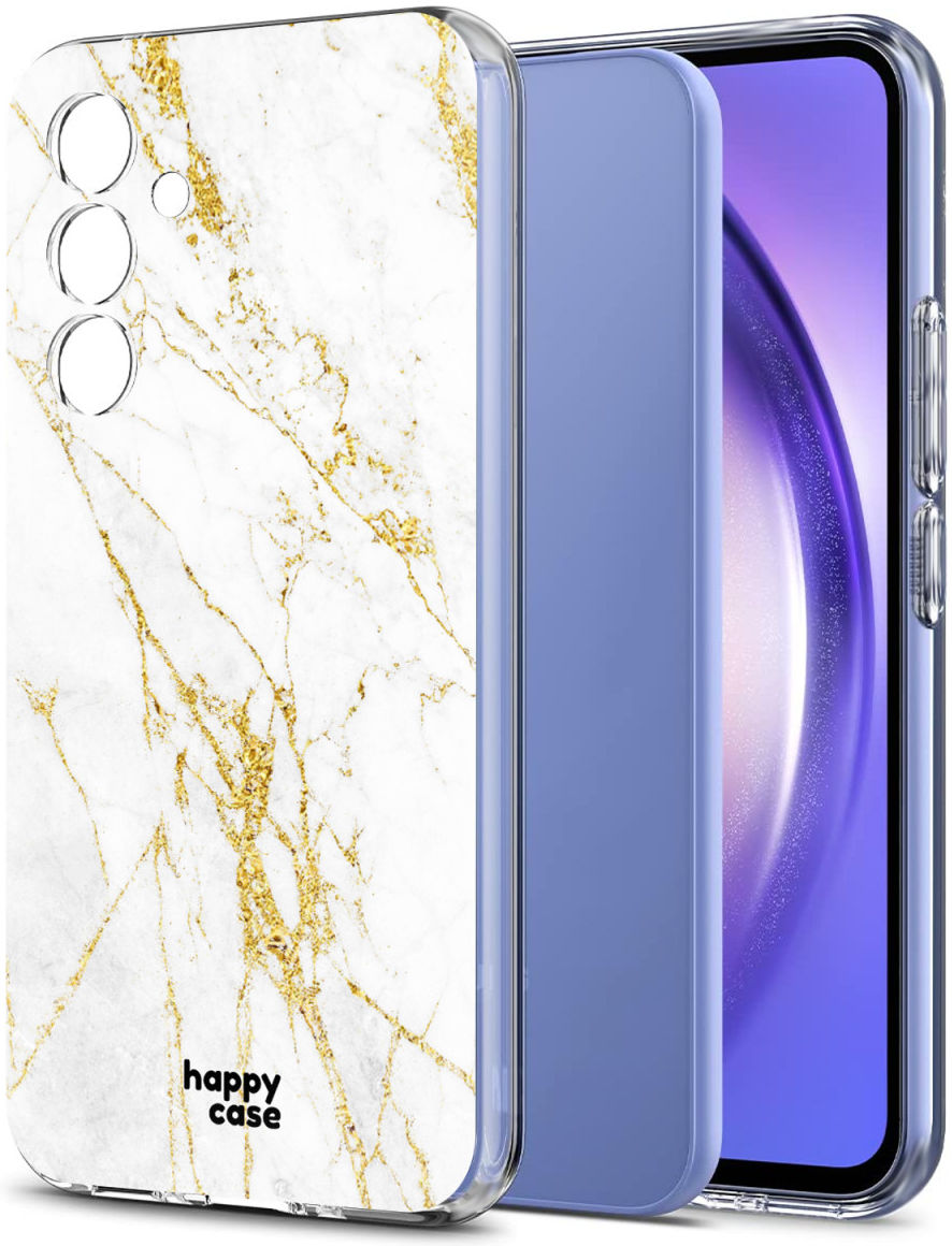 HappyCase Samsung Galaxy A54 Hoesje Flexibel TPU Wit Marmer Print afbeelding 2