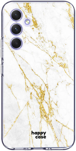 HappyCase Samsung Galaxy A54 Hoesje Flexibel TPU Wit Marmer Print afbeelding 1