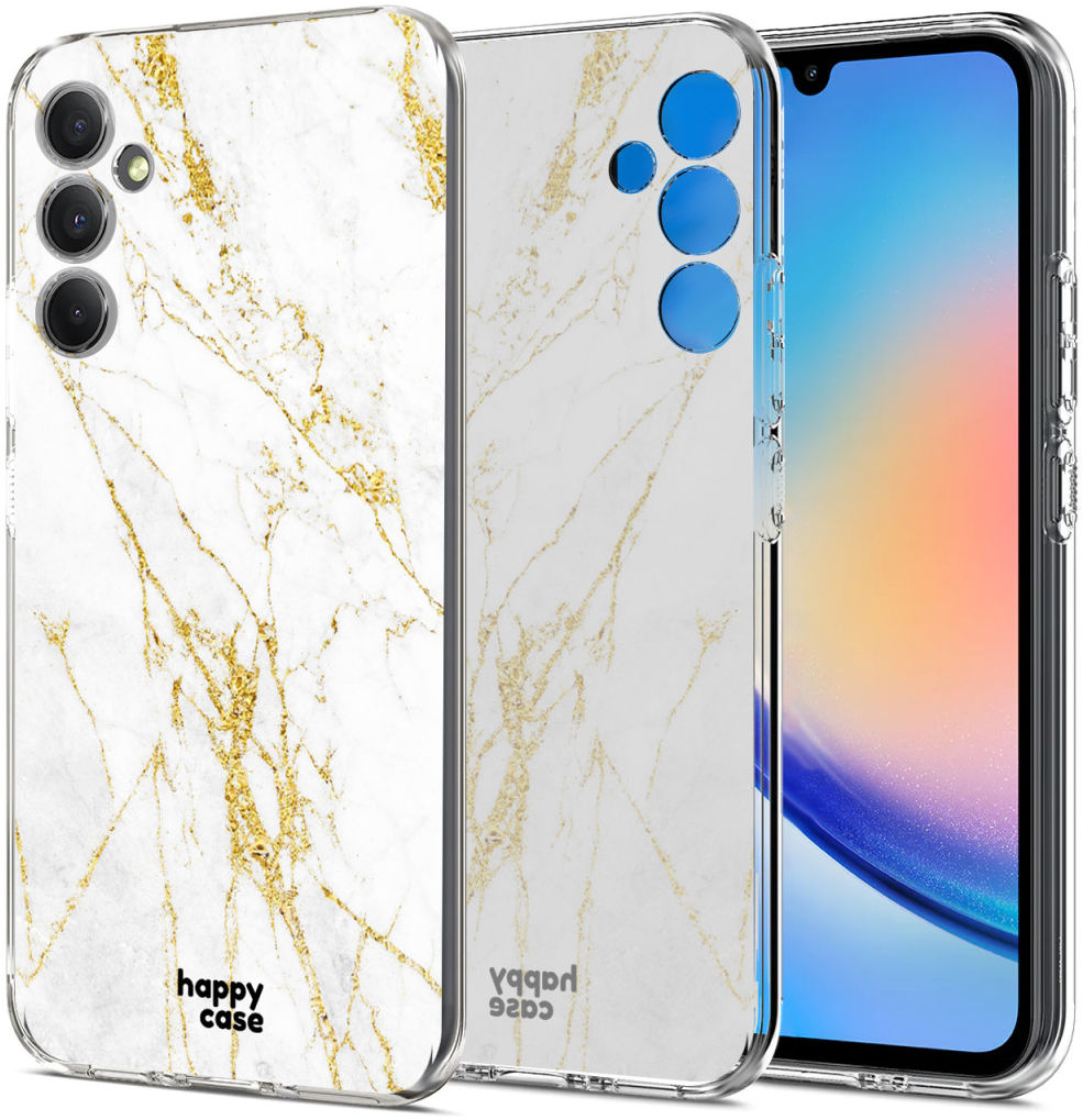 HappyCase Samsung Galaxy A34 Hoesje Flexibel TPU Wit Marmer Print afbeelding 2