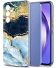 HappyCase Samsung Galaxy A54 Hoesje Flexibel TPU Blauw Marmer Print