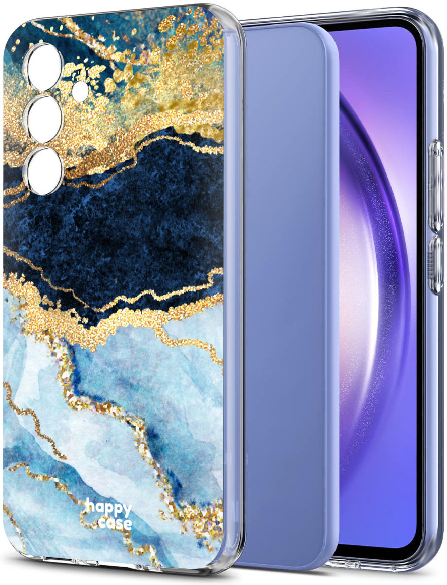 HappyCase Samsung Galaxy A54 Hoesje Flexibel TPU Blauw Marmer Print afbeelding 2