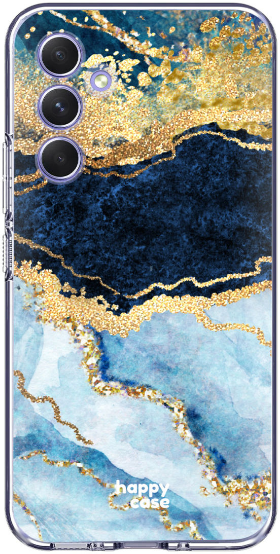 HappyCase Samsung Galaxy A54 Hoesje Flexibel TPU Blauw Marmer Print afbeelding 1