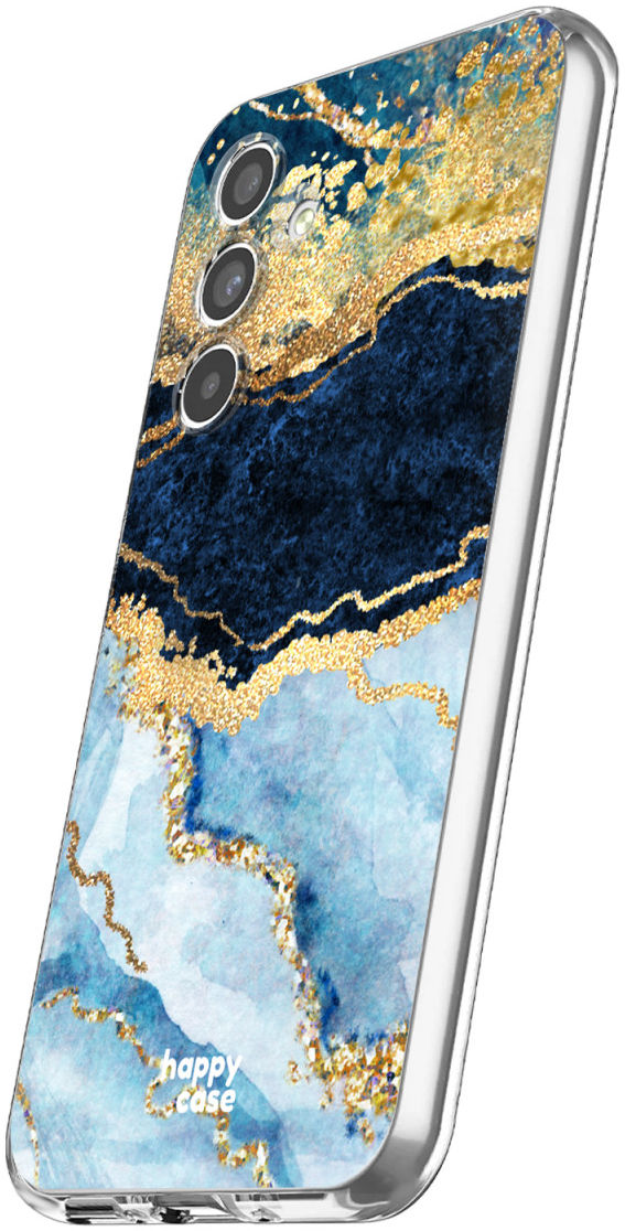 HappyCase Samsung Galaxy A54 Hoesje Flexibel TPU Blauw Marmer Print afbeelding 4