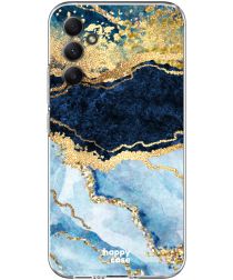 HappyCase Samsung Galaxy A34 Hoesje Flexibel TPU Blauw Marmer Print