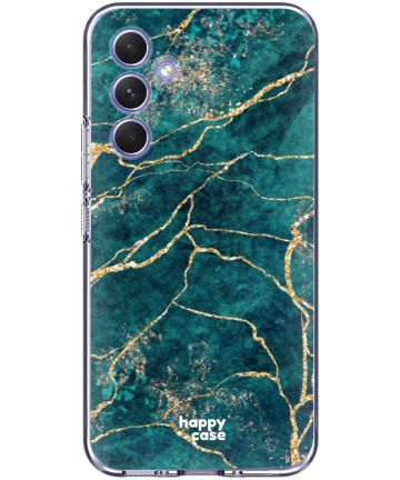 HappyCase Samsung Galaxy A54 Hoesje Flexibel TPU Aqua Marmer Print Hoesjes