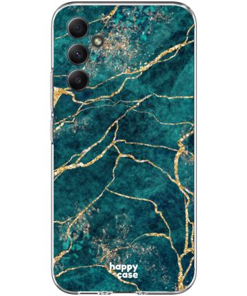 HappyCase Samsung Galaxy A34 Hoesje Flexibel TPU Aqua Marmer Print Hoesjes