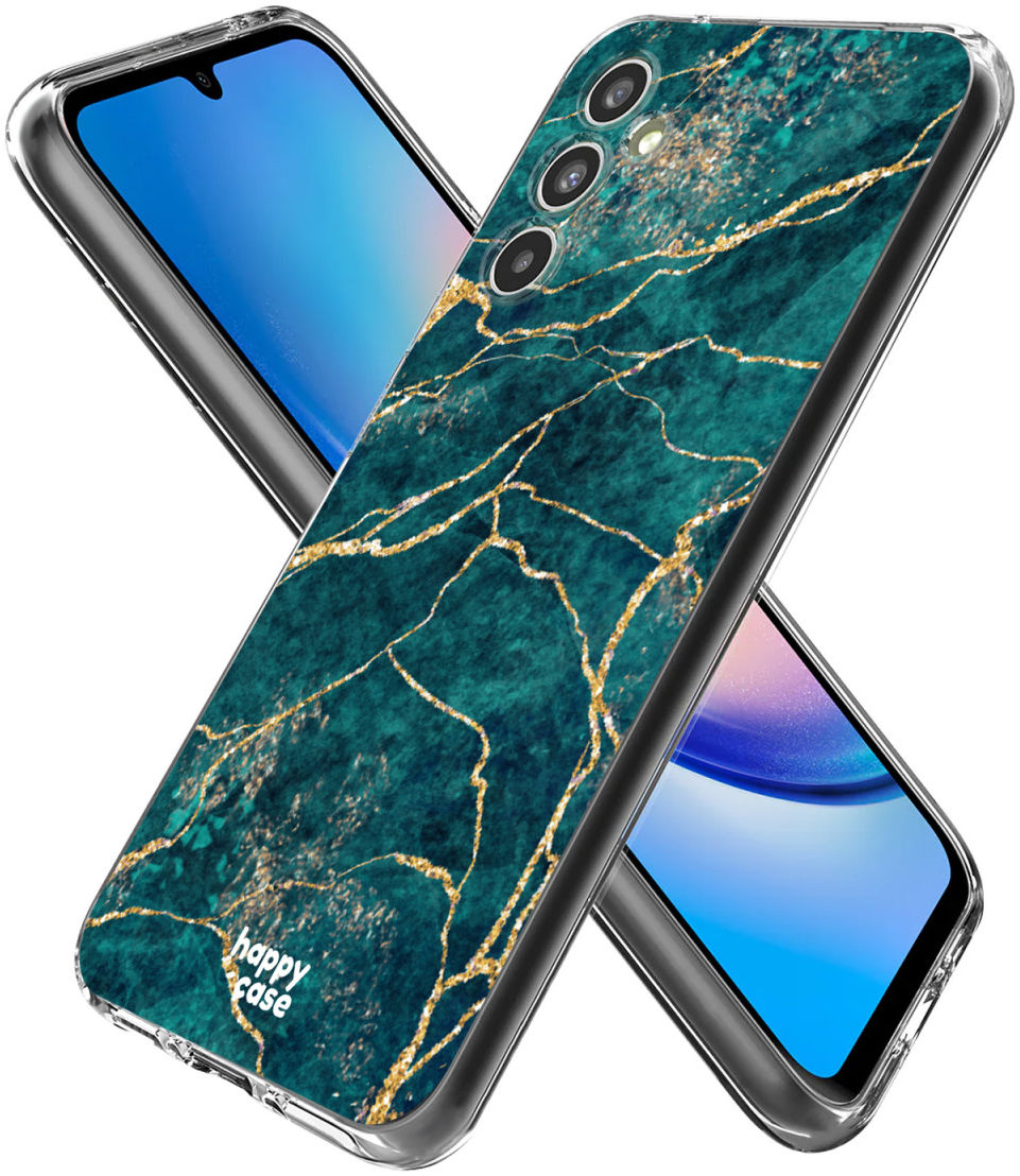 HappyCase Samsung Galaxy A34 Hoesje Flexibel TPU Aqua Marmer Print afbeelding 4