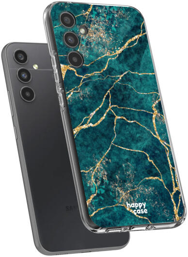 HappyCase Samsung Galaxy A34 Hoesje Flexibel TPU Aqua Marmer Print afbeelding 5