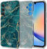 HappyCase Samsung Galaxy A34 Hoesje Flexibel TPU Aqua Marmer Print afbeelding 2