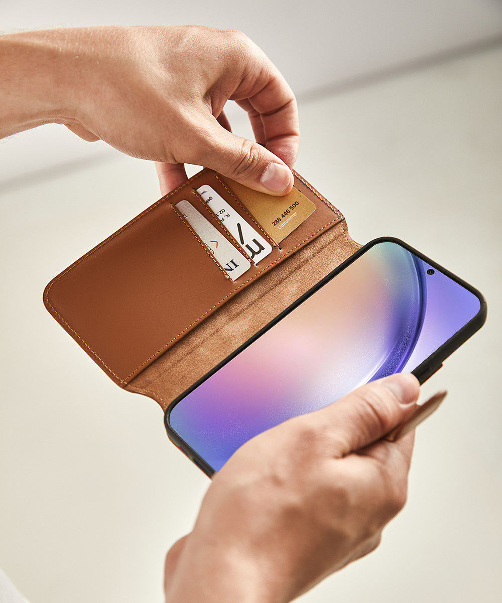 Minim 2-in-1 Samsung Galaxy A54 Hoesje Book Case en Back Cover Bruin afbeelding 3