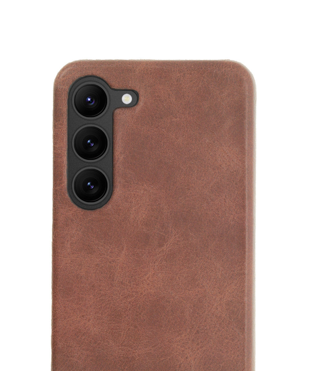 Minim Samsung Galaxy S23 Hoesje Back Cover Echt Leer Bruin afbeelding 2