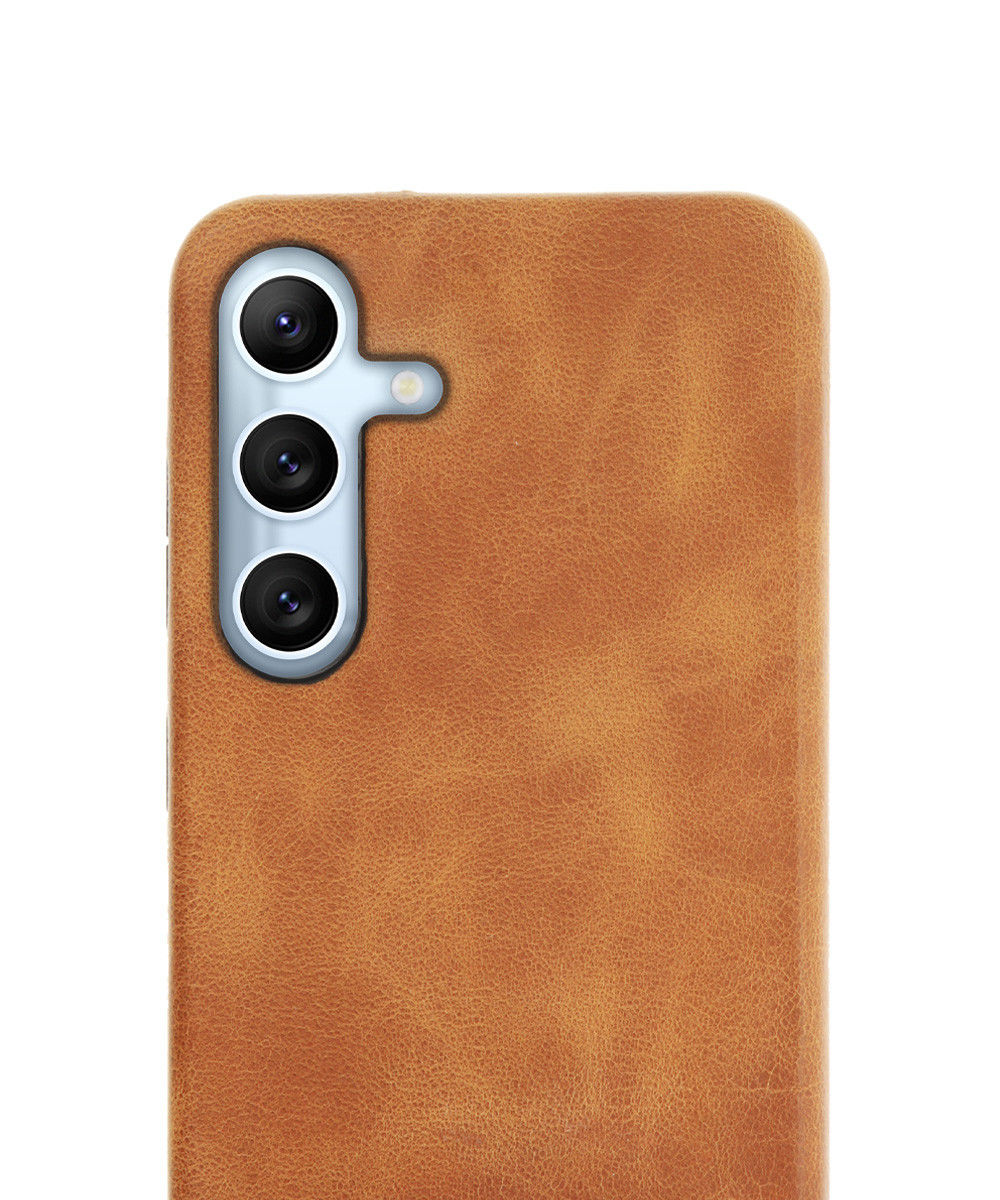 Minim Samsung Galaxy A54 Hoesje Back Cover Echt Leer Cognac afbeelding 2