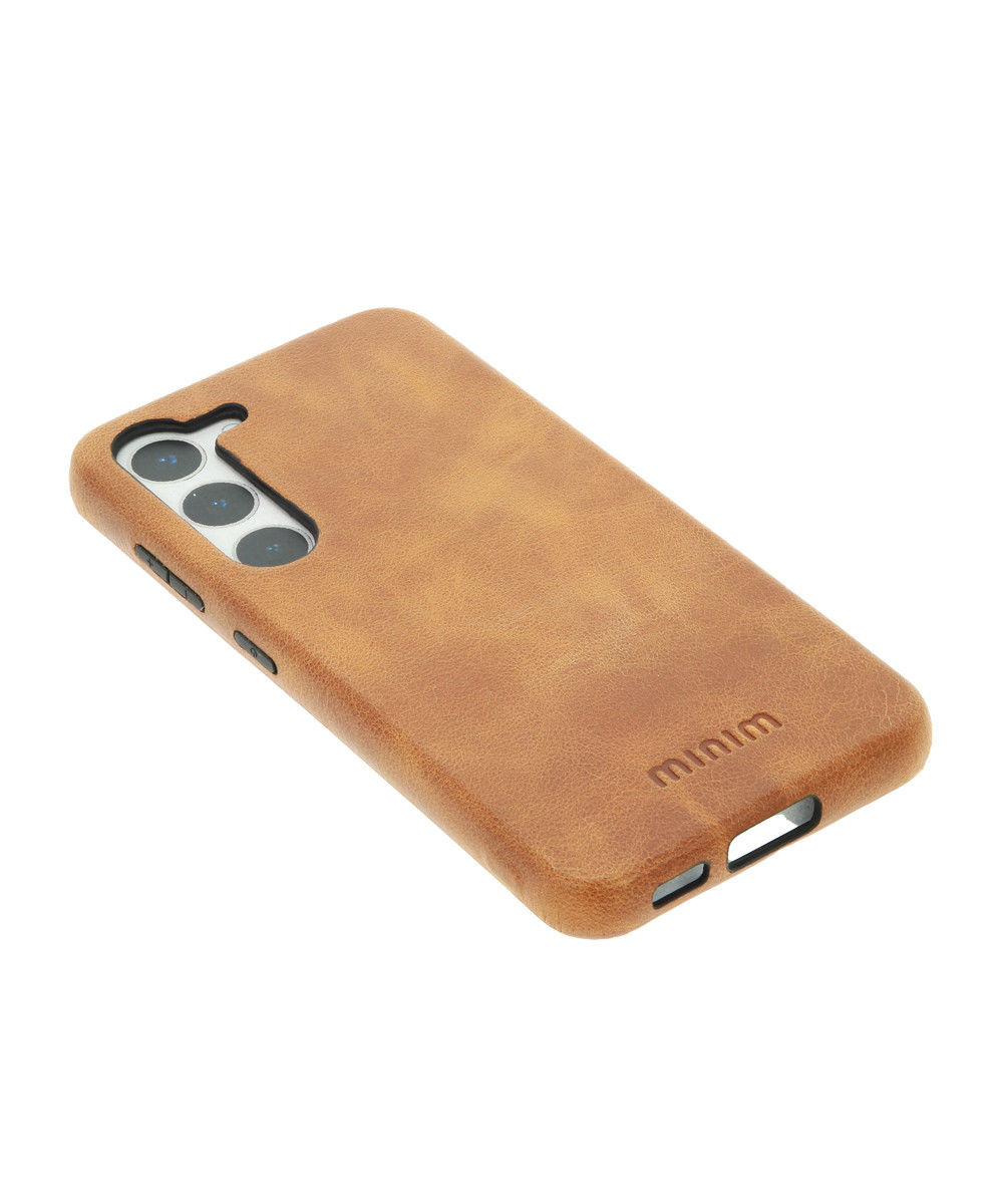 Minim Samsung Galaxy A54 Hoesje Back Cover Echt Leer Cognac afbeelding 6