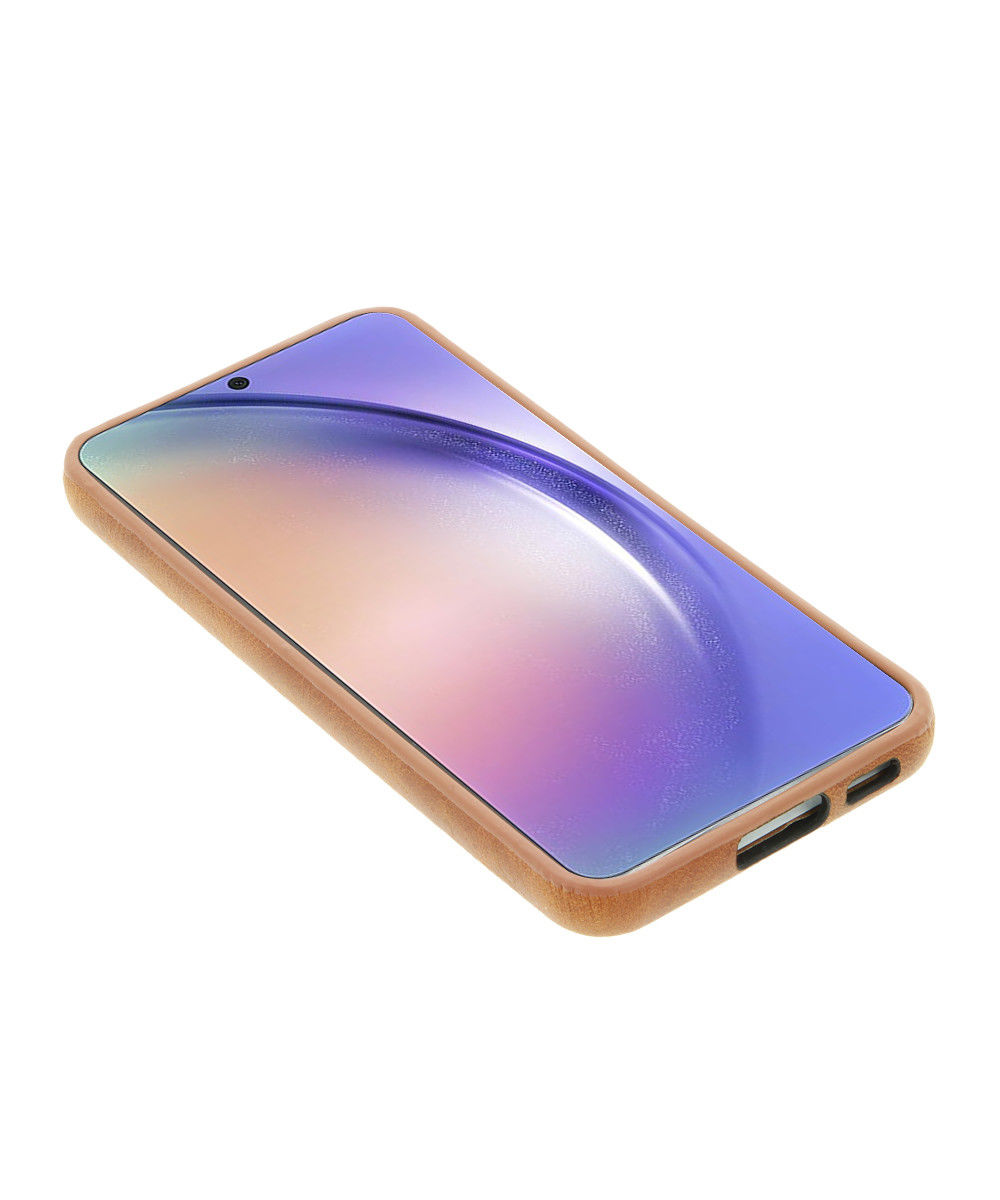 Minim Samsung Galaxy A54 Hoesje Back Cover Echt Leer Cognac afbeelding 7