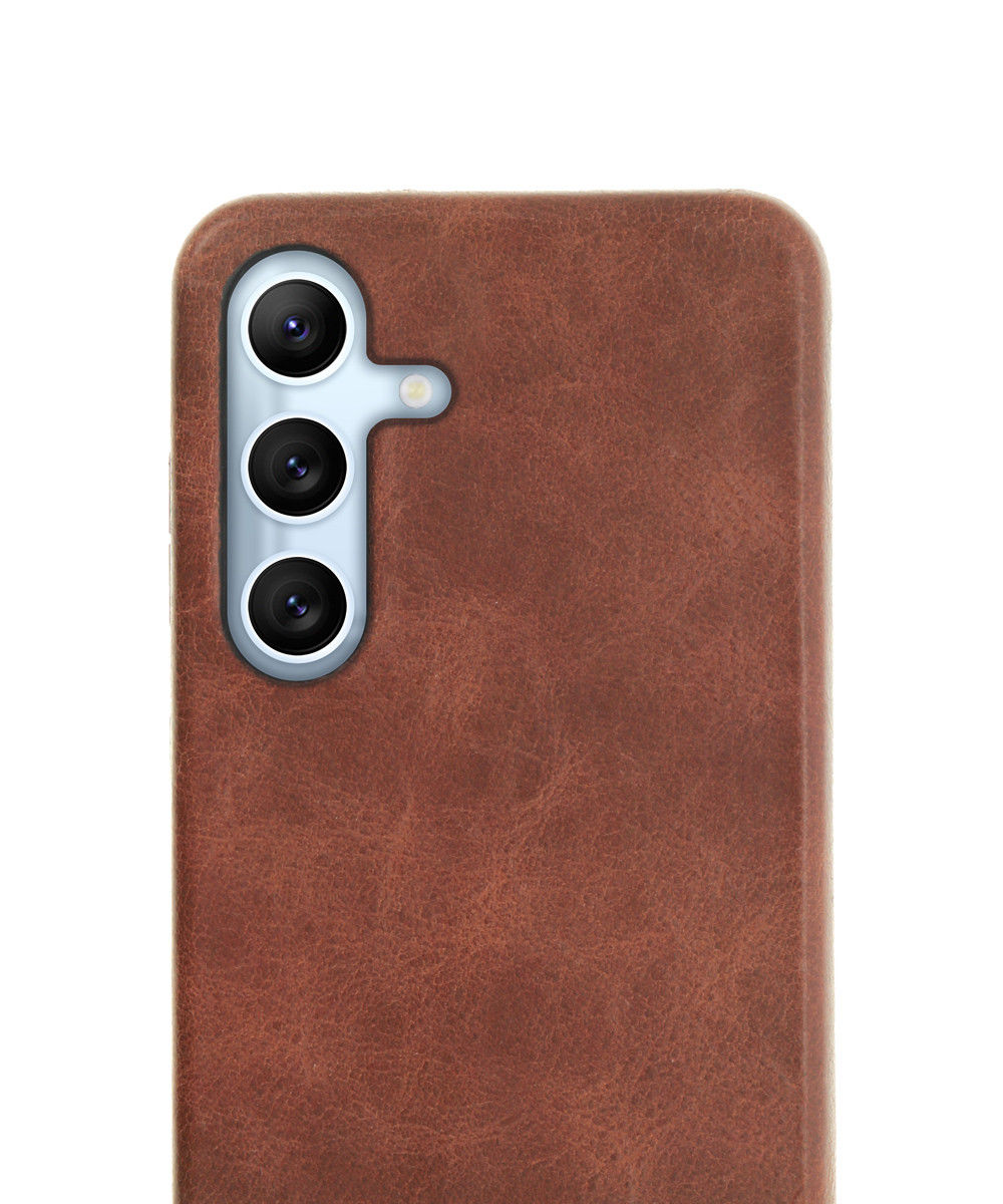 Minim Samsung Galaxy A54 Hoesje Back Cover Echt Leer Bruin afbeelding 2