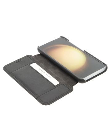 Minim Samsung Galaxy S23 Hoesje Wallet Book Case Echt Leer Zwart Hoesjes