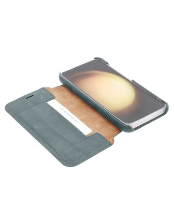 Minim Samsung Galaxy S23 Hoesje Wallet Book Case Echt Leer Blauw Hoesjes