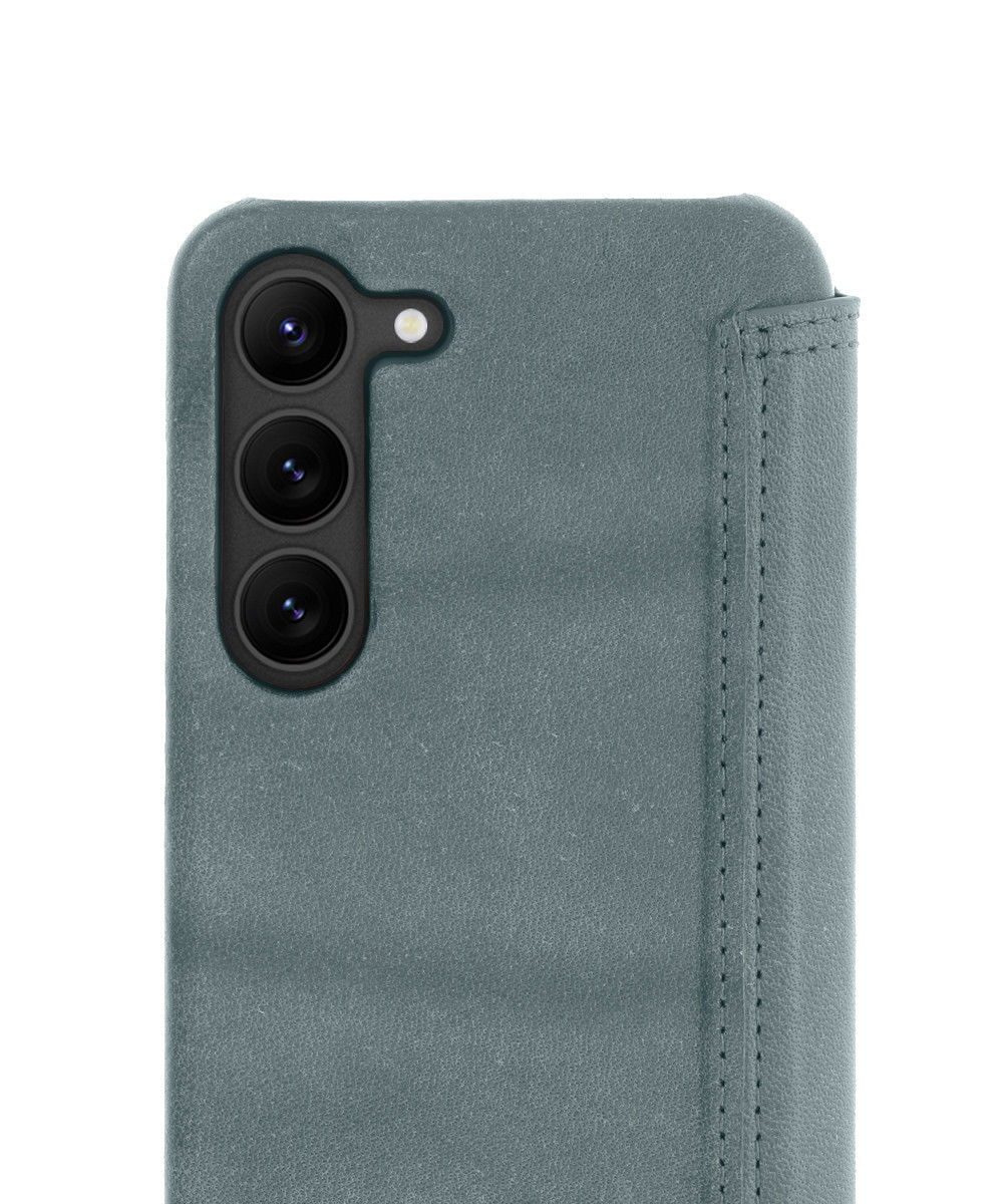 Minim Samsung Galaxy S23 Hoesje Wallet Book Case Echt Leer Blauw afbeelding 2