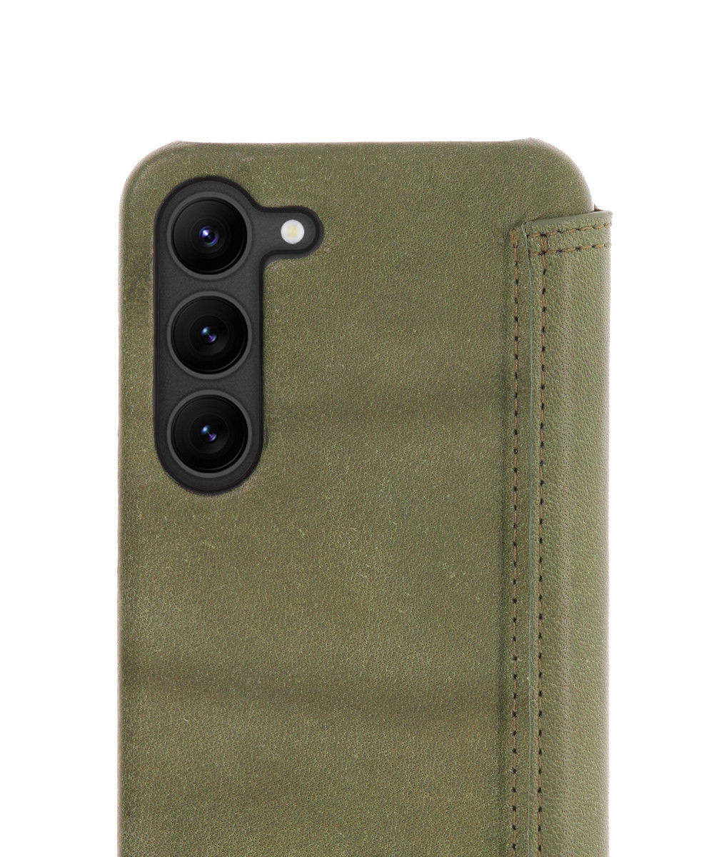 Minim Samsung Galaxy S23 Hoesje Wallet Book Case Echt Leer Groen afbeelding 2