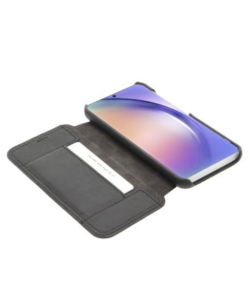 Minim Samsung Galaxy A54 Hoesje Wallet Book Case Echt Leer Zwart Hoesjes
