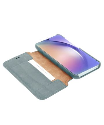 Minim Samsung Galaxy A54 Hoesje Wallet Book Case Echt Leer Blauw Hoesjes