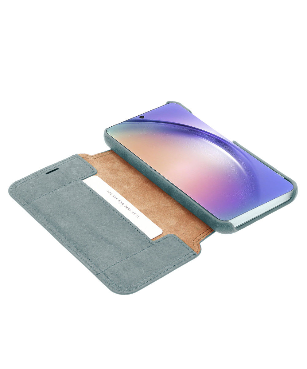 Minim Samsung Galaxy A54 Hoesje Wallet Book Case Echt Leer Blauw afbeelding 1