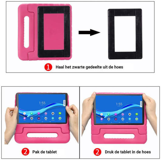Samsung Galaxy Tab A 10.1 (2019) Kinder Tablethoes met Handvat Roze afbeelding 8