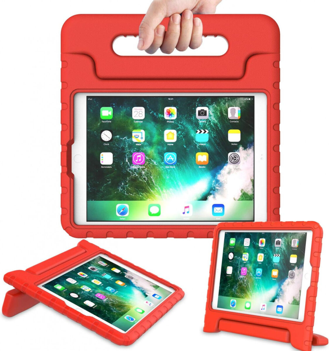 iPad 9.7 2017/2018/Air/Air 2 Kinder Tablethoes met Handvat Rood afbeelding 2