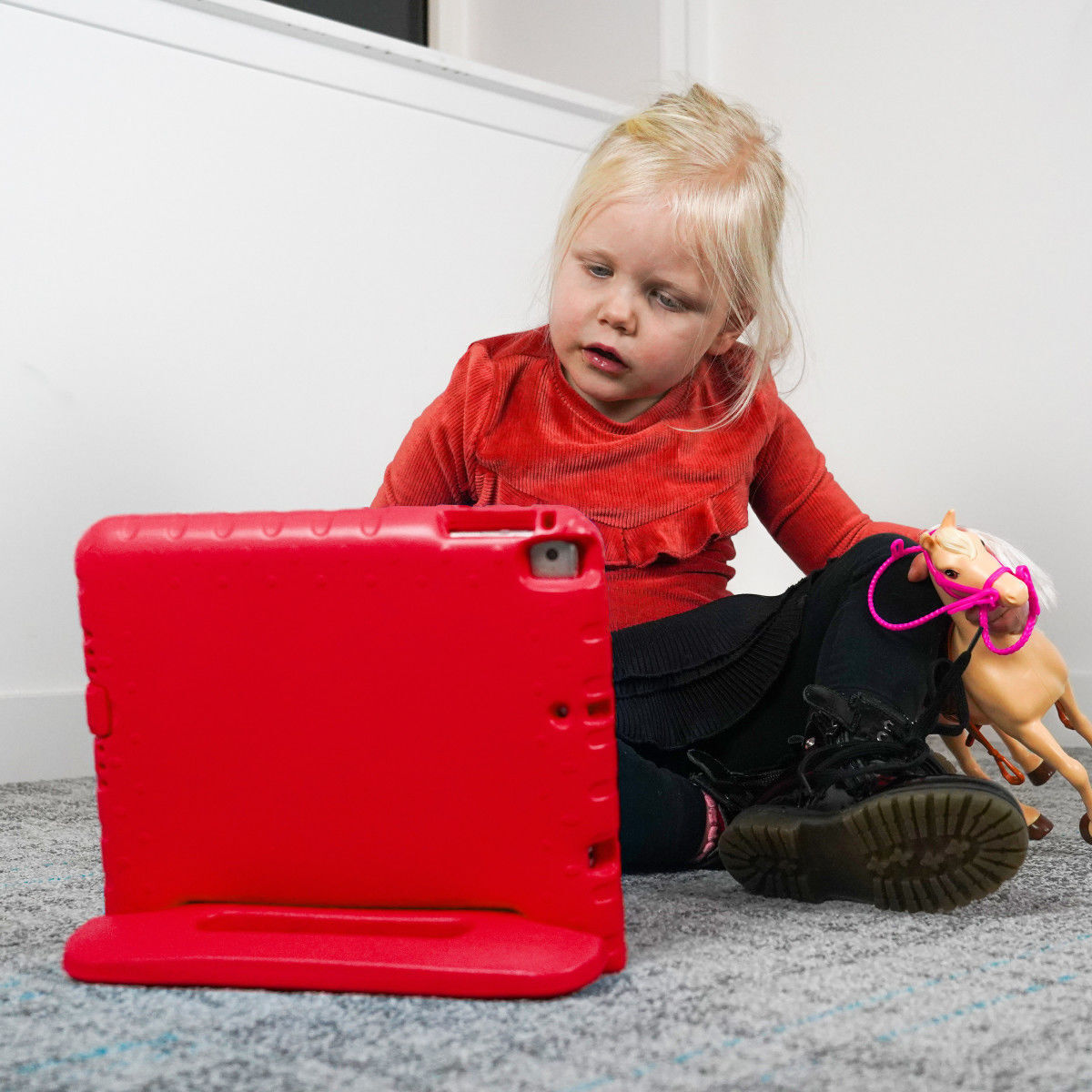 iPad 9.7 2017/2018/Air/Air 2 Kinder Tablethoes met Handvat Rood afbeelding 5