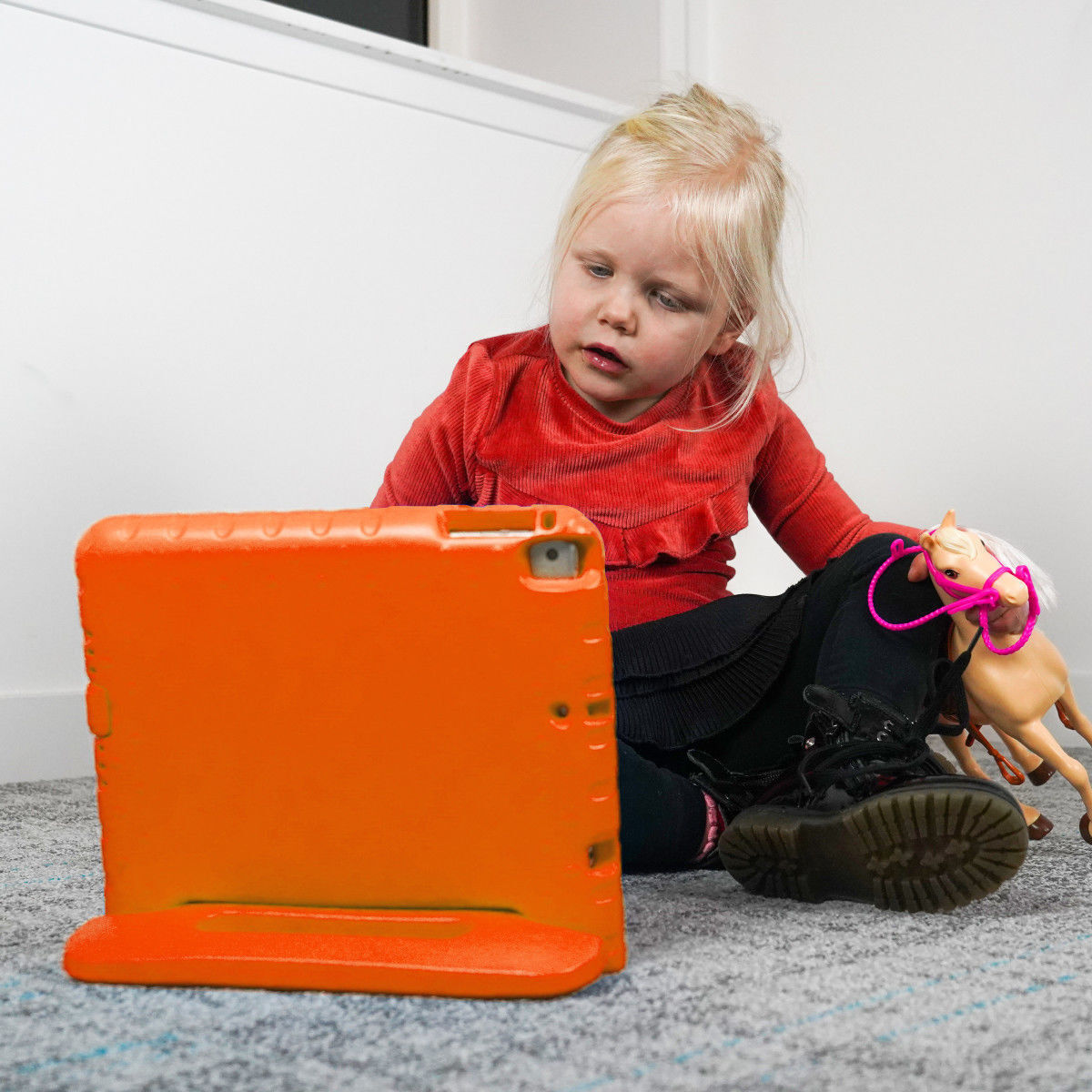iPad 9.7 2017/2018/Air/Air 2 Kinder Tablethoes met Handvat Oranje afbeelding 4