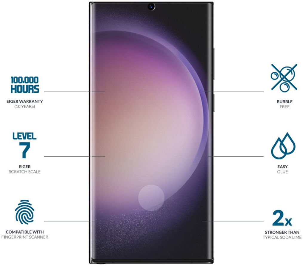 Eiger Samsung S23 Ultra Tempered Glass Case Friendly Full Screen afbeelding 2
