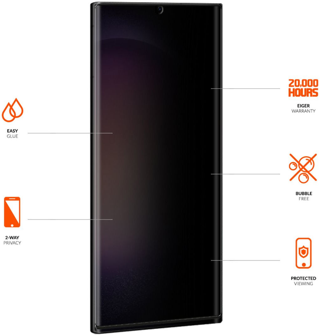 Eiger Samsung S23 Ultra Privacy Glass Case Friendly Screen Protector afbeelding 2