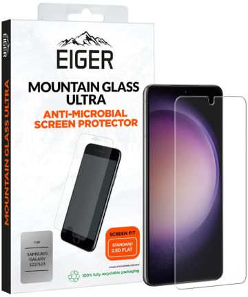 Eiger Ultra Samsung Galaxy S23 Tempered Glass Antibacterieel Plat Screen Protectors