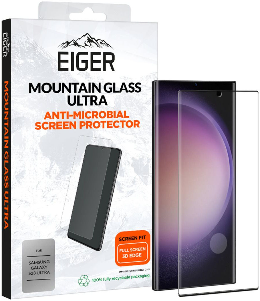 Eiger Ultra Samsung Galaxy S23 Ultra Tempered Glass Antibacterieel 3D afbeelding 1