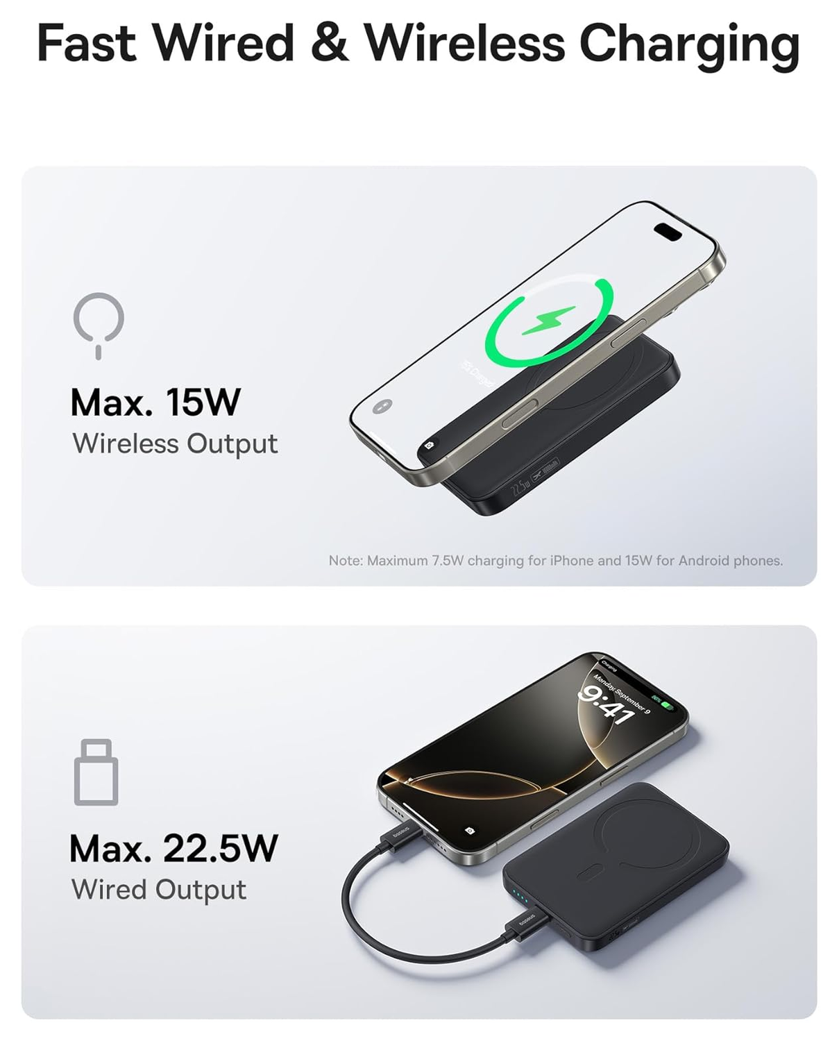 Baseus Megattach 10.000 mAh Powerbank Compact Met MagSafe Zwart 20W afbeelding 3