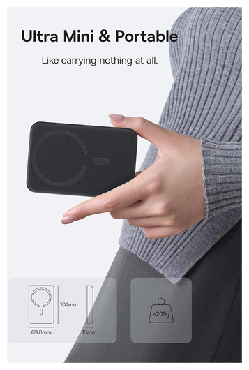 Baseus Megattach 10.000 mAh Powerbank Compact Met MagSafe Zwart 20W afbeelding 4