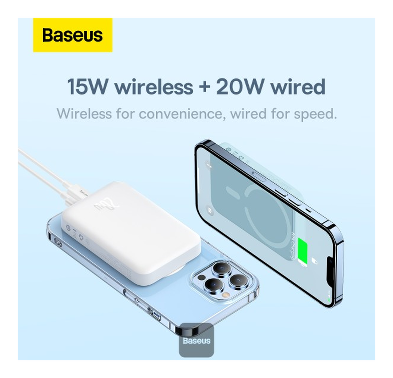 Baseus Megattach 10.000 mAh Powerbank Compact Met MagSafe Wit 20W afbeelding 7