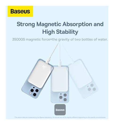 Baseus Megattach 10.000 mAh Powerbank Compact Met MagSafe Wit 20W afbeelding 5