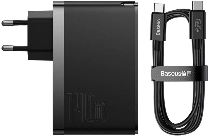 Baseus GaN5 Pro 140W Snellader voor Laptop/MacBook PD Adapter 5A Zwart afbeelding 2