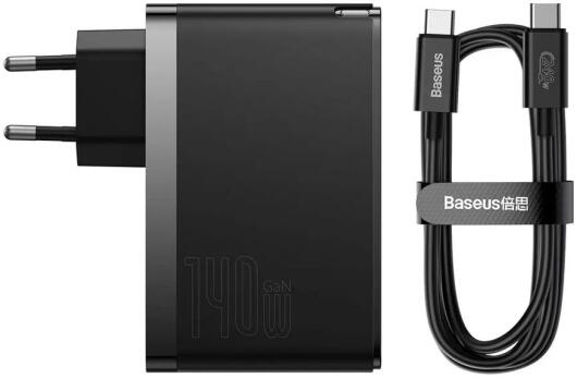 Baseus GaN5 Pro 140W Snellader voor Laptop/MacBook PD Adapter 5A Zwart afbeelding 2