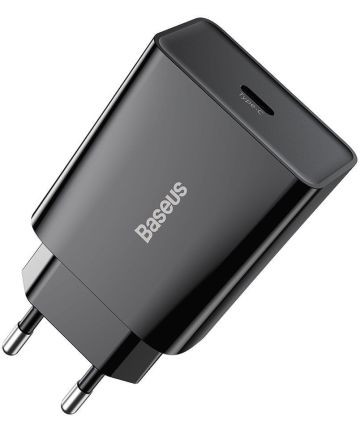 Baseus Mini 20W USB-C Snellader Power Delivery Adapter Zwart Opladers