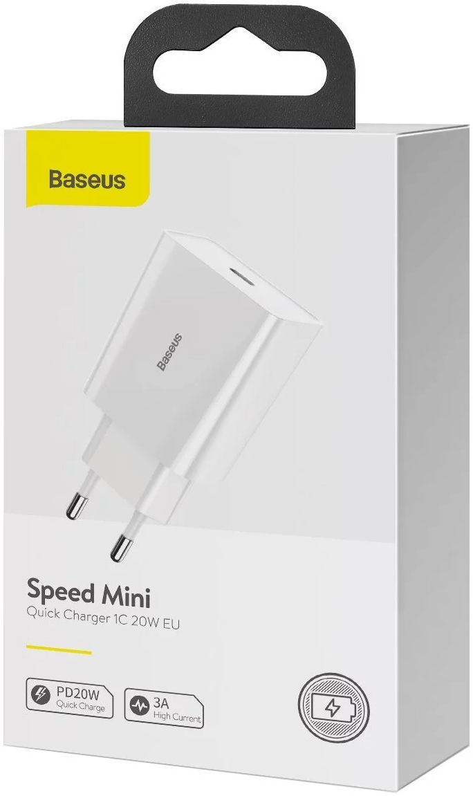 Baseus Mini 20W USB-C Snellader Power Delivery Adapter Wit afbeelding 13