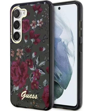 Guess Samsung Galaxy S23 Hoesje Flower Collection Back Cover Khaki Hoesjes