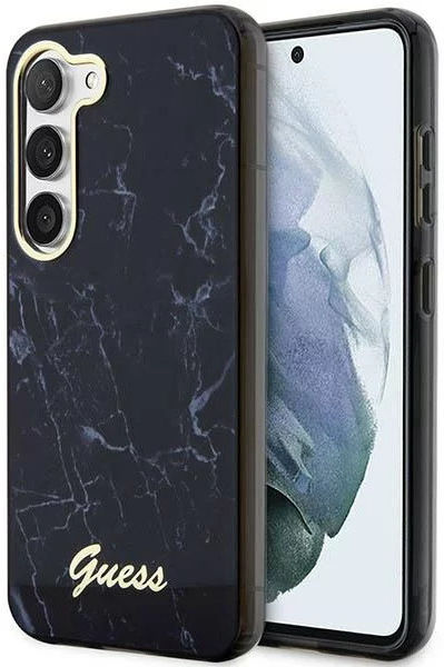 Guess Samsung Galaxy S23 Hoesje Back Cover Marmer Zwart afbeelding 1