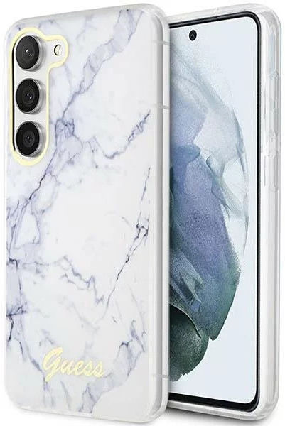 Guess Samsung Galaxy S23 Hoesje Back Cover Marmer Wit afbeelding 1