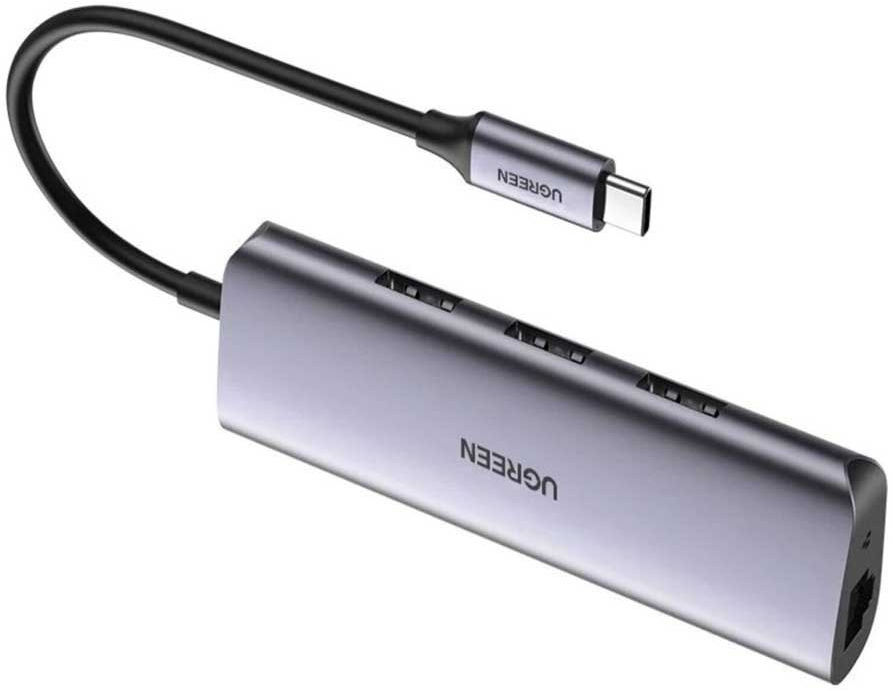 UGREEN USB-C naar 3x USB 3.0/RJ45 Ethernet 1000Mbps/Micro USB Adapter afbeelding 1