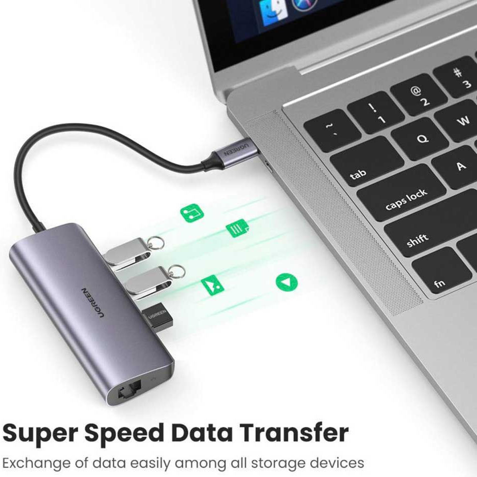 UGREEN USB-C naar 3x USB 3.0/RJ45 Ethernet 1000Mbps/Micro USB Adapter afbeelding 5