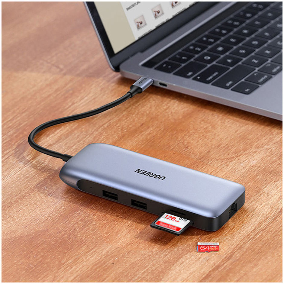 UGREEN Multifunctionele 9-in-1 USB-C Hub voor Laptop/MacBook Grijs afbeelding 2