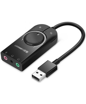 UGREEN USB naar 3.5mm Jack Adapter met Geluidregelaar Zwart Kabels