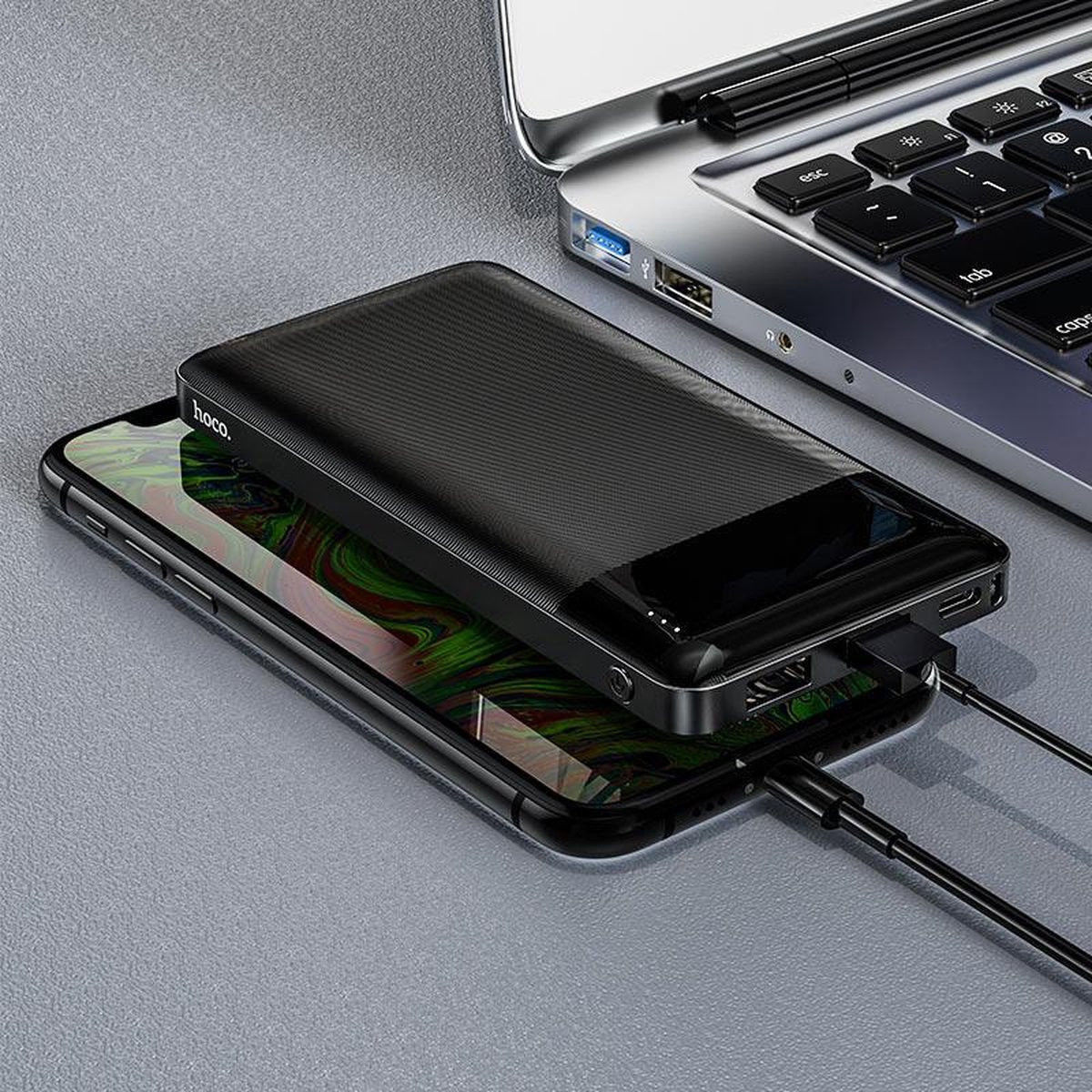 Hoco J72 Compacte Powerbank 10.000mAh 2A met Digitale Display Zwart afbeelding 2